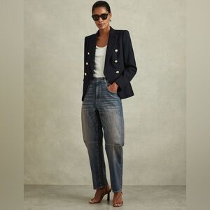 Reiss Mahni Washed Barrel Leg Jeans 24R